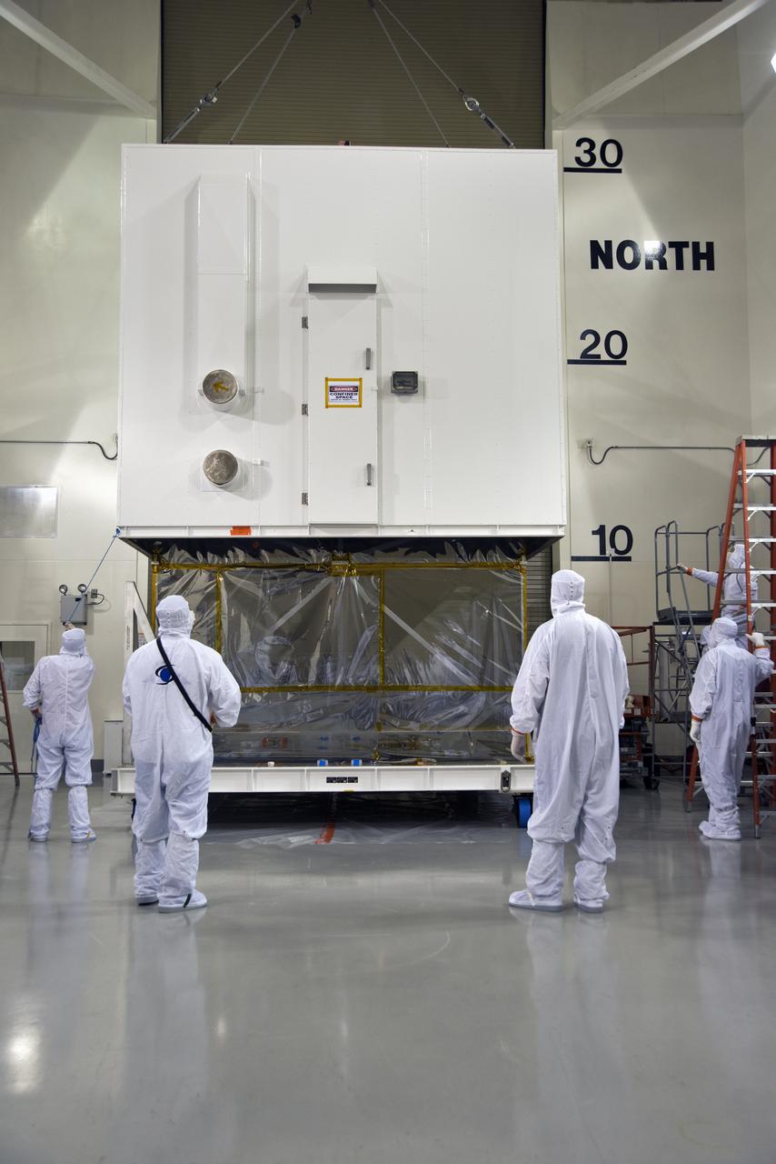 At Vandenberg Air Force Base in California, NASA's Interior Exploration using Seismic Investigations, Geodesy and Heat Transport, or InSight, spacecraft is uncrated inside the Astrotech processing facility. InSight was developed and built by Lockheed-Martin Space Systems in Denver, Colorado, and is scheduled for liftoff is May 5, 2018. InSight is the first mission to land on Mars and explore the Red Planet's deep interior. It will investigate processes that shaped the rocky planets of the inner solar system including Earth. 
