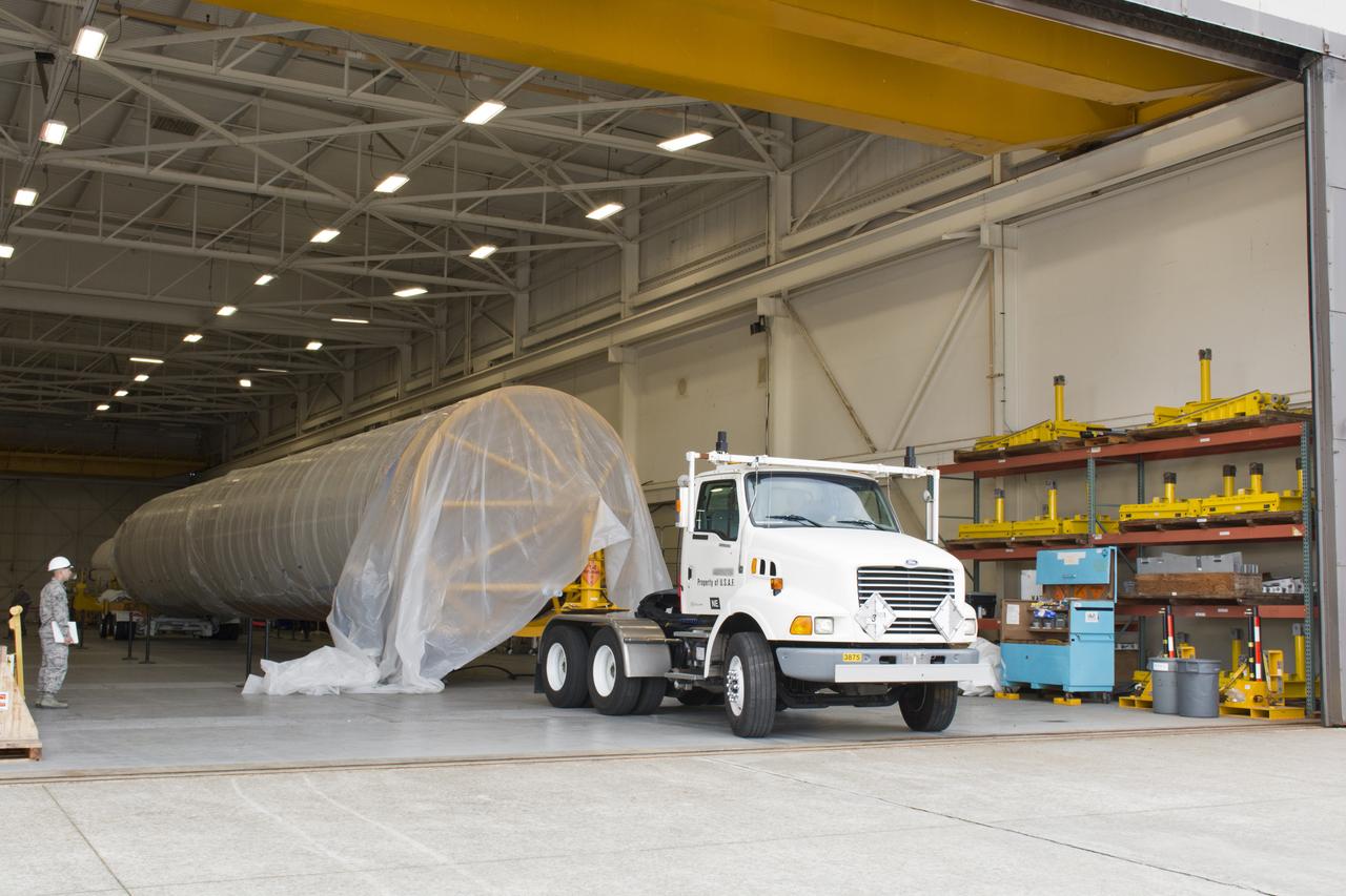 A United Launch Alliance Atlas V booster is prepared for transport to Space Launch Complex 3 at Vandenberg Air Force Base in California. The rocket will launch NASA's Interior Exploration using Seismic Investigations, Geodesy and Heat Transport, or InSight, mission to land on Mars. InSight is the first mission to explore the Red Planet's deep interior. It will investigate processes that shaped the rocky planets of the inner solar system including Earth. Liftoff is scheduled for May 5, 2018.