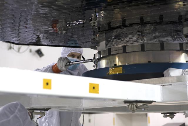 NASA image: InSight Spacecraft Lift to Rotation Fixture