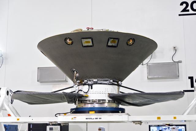 NASA image: InSight Spacecraft Lift to Rotation Fixture