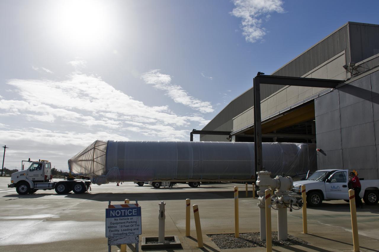 A United Launch Alliance Atlas V booster departs building 7525 at Vandenberg Air Force Base in California on its way to Space Launch Complex 3. The rocket will launch NASA's Interior Exploration using Seismic Investigations, Geodesy and Heat Transport, or InSight, mission to land on Mars. InSight is the first mission to explore the Red Planet's deep interior. It will investigate processes that shaped the rocky planets of the inner solar system including Earth. Liftoff is scheduled for May 5, 2018.
