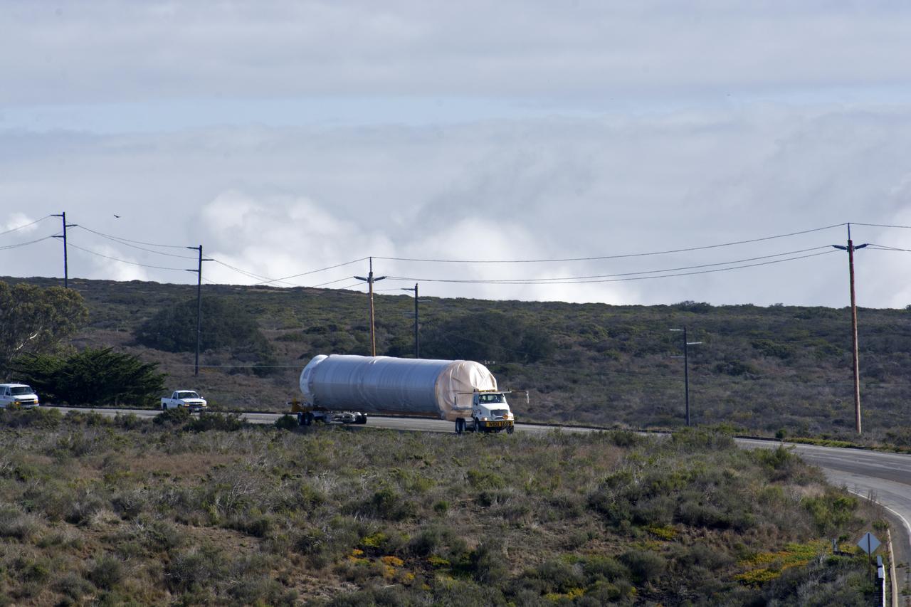 A United Launch Alliance Atlas V booster is transported to Space Launch Complex 3 at Vandenberg Air Force Base in California. The rocket will launch NASA's Interior Exploration using Seismic Investigations, Geodesy and Heat Transport, or InSight, mission to land on Mars. InSight is the first mission to explore the Red Planet's deep interior. It will investigate processes that shaped the rocky planets of the inner solar system including Earth. Liftoff is scheduled for May 5, 2018.