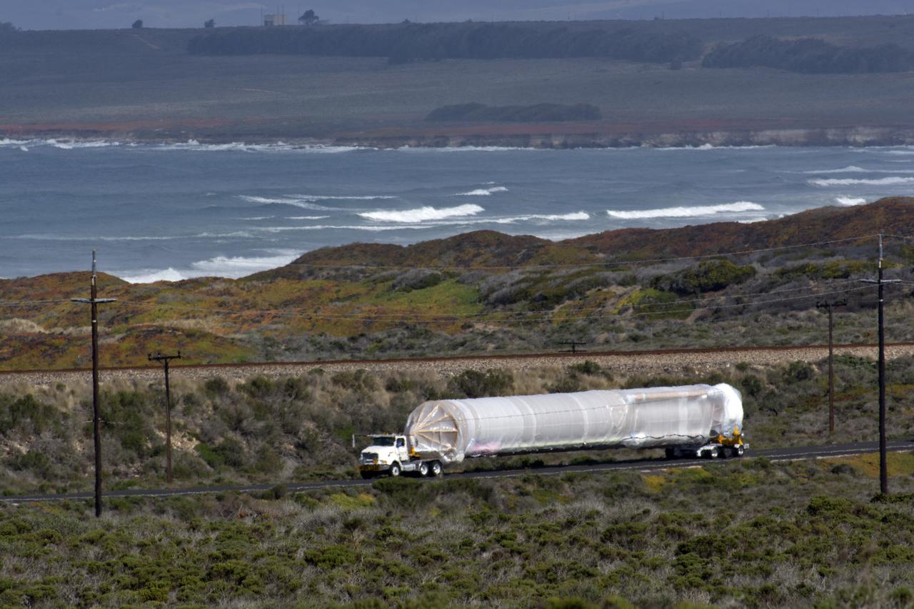 A United Launch Alliance Atlas V booster is transported to Space Launch Complex 3 at Vandenberg Air Force Base in California. The rocket will launch NASA's Interior Exploration using Seismic Investigations, Geodesy and Heat Transport, or InSight, mission to land on Mars. InSight is the first mission to explore the Red Planet's deep interior. It will investigate processes that shaped the rocky planets of the inner solar system including Earth. Liftoff is scheduled for May 5, 2018.