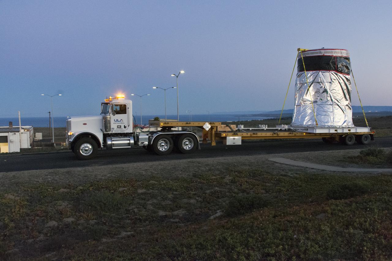 At Vandenberg Air Force Base in California, the aft stub adapter (ASA) and interstage adapter (ISA) for a United Launch Alliance (ULA) Atlas V rocket are transported to Space Launch Complex 3. The launch vehicle will send NASA's Interior Exploration using Seismic Investigations, Geodesy and Heat Transport, or InSight, spacecraft to land on Mars. InSight is the first mission to explore the Red Planet's deep interior. InSight is scheduled for liftoff May 5, 2018. InSight will be the first mission to look deep beneath the Martian surface. It will study the planet's interior by measuring its heat output and listen for marsquakes. InSight will use the seismic waves generated by marsquakes to develop a map of the planet’s deep interior. The resulting insight into Mars’ formation will provide a better understanding of how other rocky planets, including Earth, were created. NASA’s Jet Propulsion Laboratory in Pasadena, California, manages the InSight mission for the agency’s Science Mission Directorate. InSight is part of NASA's Discovery Program, managed by its Marshall Space Flight Center in Huntsville, Alabama. The spacecraft, including cruise stage and lander, was built and tested by Lockheed Martin Space in Denver. Several European partners, including France's space agency, the Centre National d'Étude Spatiales, and the German Aerospace Center, are supporting the mission. United Launch Alliance of Centennial, Colorado, is providing the Atlas V launch service. NASA’s Launch Services Program, based at its Kennedy Space Center in Florida, is responsible for launch management.