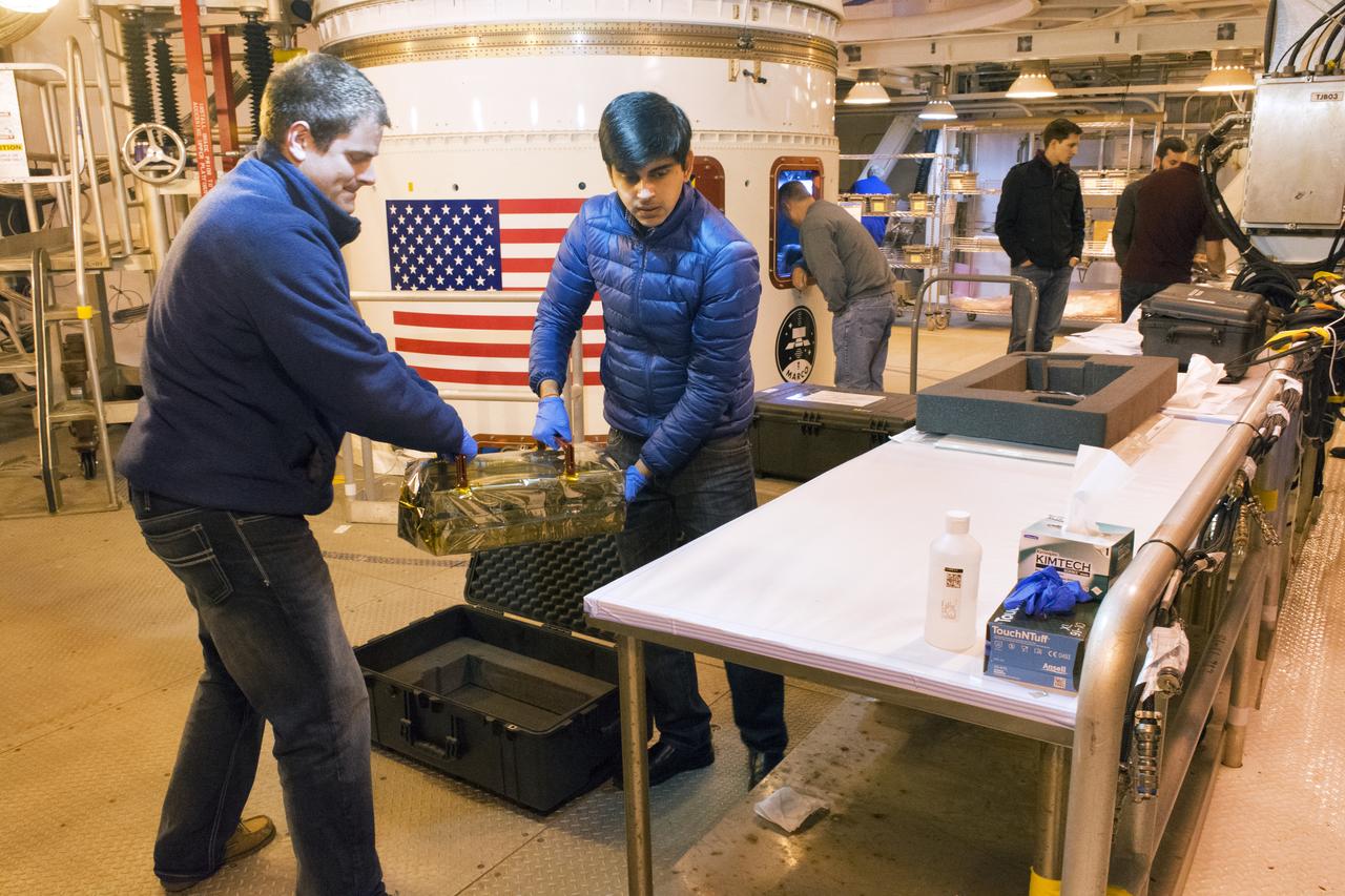At Vandenberg Air Force Base in California, twin communications-relay CubeSats, called Mars Cube One (MarCO) are prepared for installation on an Atlas V rocket. MarCO constitutes a technology demonstration being built by NASA's Jet Propulsion Laboratory, Pasadena in California. They will launch in on the same United Launch Alliance Atlas V rocket as NASA's Interior Exploration using Seismic Investigations, Geodesy and Heat Transport, or InSight, spacecraft to land on Mars. CubeSats are a class of spacecraft based on a standardized small size and modular use of off-the-shelf technologies. Many have been made by university students, and dozens have been launched into Earth orbit using extra payload mass available on launches of larger spacecraft. InSight is the first mission to explore the Red Planet's deep interior. InSight is scheduled for liftoff May 5, 2018. InSight will be the first mission to look deep beneath the Martian surface. It will study the planet's interior by measuring its heat output and listen for marsquakes. InSight will use the seismic waves generated by marsquakes to develop a map of the planet’s deep interior. The resulting insight into Mars’ formation will provide a better understanding of how other rocky planets, including Earth, were created. NASA’s Jet Propulsion Laboratory in Pasadena, California, manages the InSight mission for the agency’s Science Mission Directorate. InSight is part of NASA's Discovery Program, managed by its Marshall Space Flight Center in Huntsville, Alabama. The spacecraft, including cruise stage and lander, was built and tested by Lockheed Martin Space in Denver. Several European partners, including France's space agency, the Centre National d'Étude Spatiales, and the German Aerospace Center, are supporting the mission. United Launch Alliance of Centennial, Colorado, is providing the Atlas V launch service. NASA’s Launch Services Program, based at its Kennedy Space Center in Florida, is responsible for laun