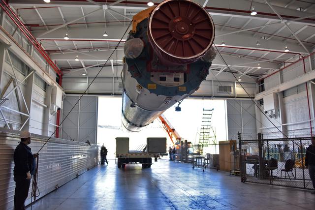NASA image: Delta II ICESat-2 Booster Offload onto Transporter