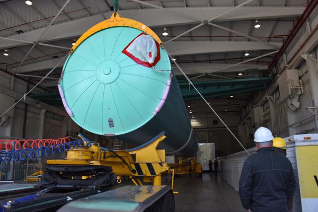 NASA image: Delta II ICESat-2 Booster Offload onto Transporter