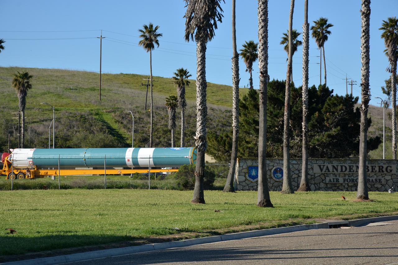 At Vandenberg Air Force Base in California, on Tuesday, April 17, 2018, a United Launch Alliance (ULA) Delta II booster is transported to Space Launch Complex-2 where it will launch NASA's Ice, Cloud and land Elevation Satellite-2, or ICESat-2, satellite. This will be the last flight for the venerable Delta II rocket. ICESat-2, which is being built and tested by Orbital ATK in Gilbert, Arizona, will carry a single instrument called the Advanced Topographic Laser Altimeter System, or ATLAS. The ATLAS instrument is being built and tested at NASA’s Goddard Space Flight Center in Greenbelt Maryland. Once in orbit, the satellite is designed to measure the height of a changing Earth, one laser pulse at a time, 10,000 laser pulses a second. ICESat-2 will help scientists investigate why, and how much, Earth’s frozen and icy areas, called the cryosphere, are changing.