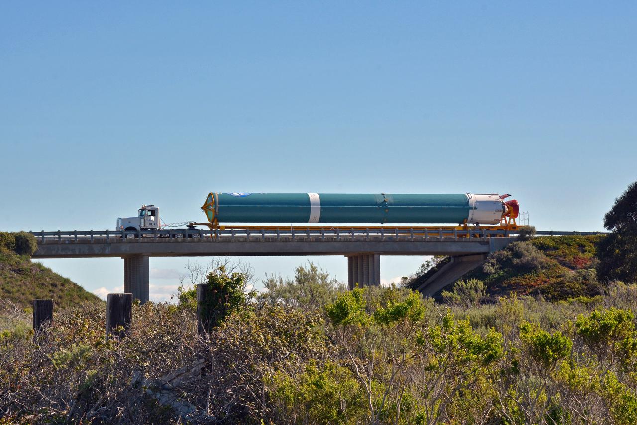 At Vandenberg Air Force Base in California, on Tuesday, April 17, 2018, a United Launch Alliance (ULA) Delta II booster is transported to Space Launch Complex-2 where it will launch NASA's Ice, Cloud and land Elevation Satellite-2, or ICESat-2, satellite. This will be the last flight for the venerable Delta II rocket. ICESat-2, which is being built and tested by Orbital ATK in Gilbert, Arizona, will carry a single instrument called the Advanced Topographic Laser Altimeter System, or ATLAS. The ATLAS instrument is being built and tested at NASA’s Goddard Space Flight Center in Greenbelt Maryland. Once in orbit, the satellite is designed to measure the height of a changing Earth, one laser pulse at a time, 10,000 laser pulses a second. ICESat-2 will help scientists investigate why, and how much, Earth’s frozen and icy areas, called the cryosphere, are changing.