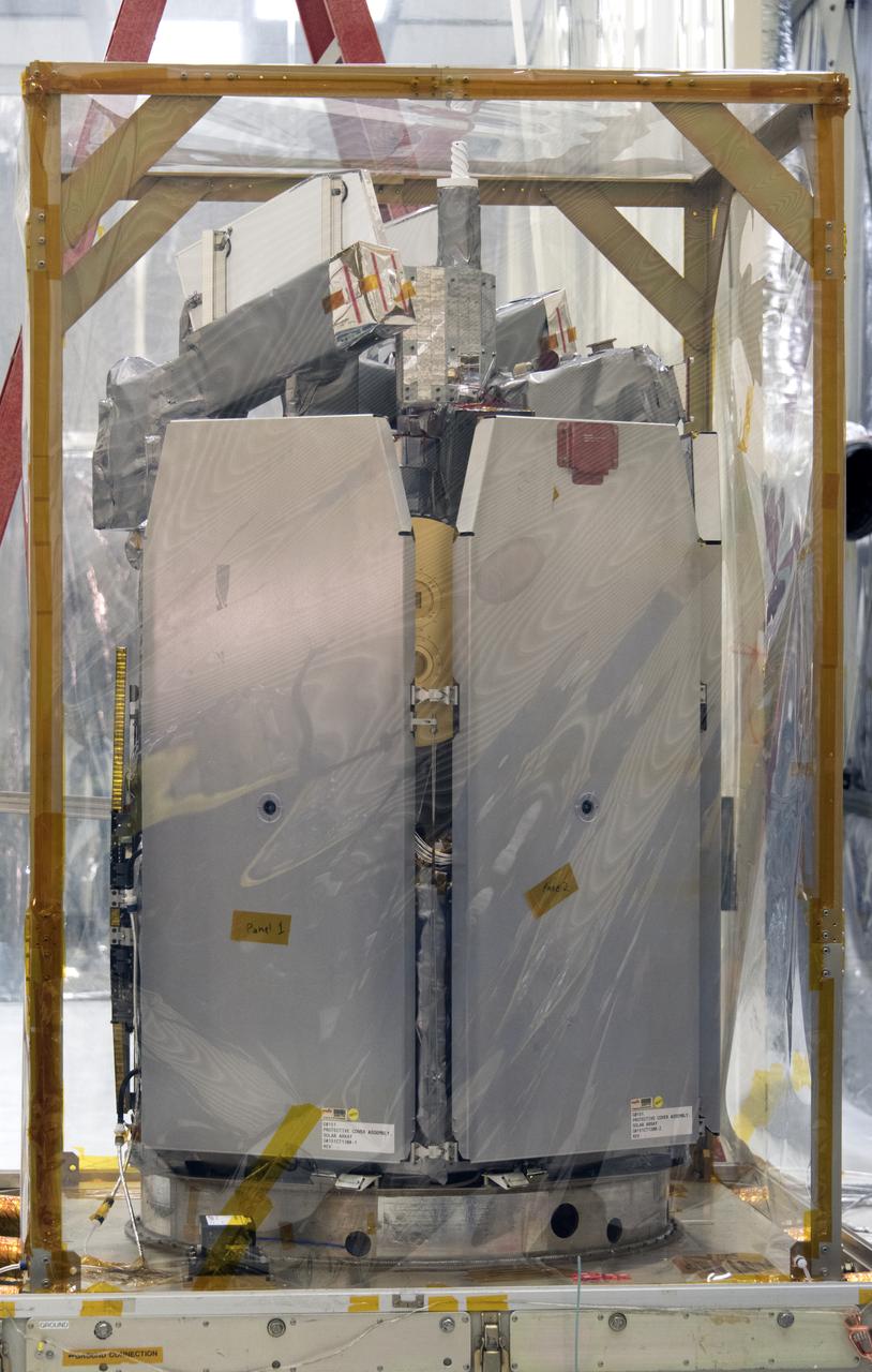 NASA's Ionospheric Connection Explorer (ICON) is uncrated from its shipping container on May 1, 2018, inside Building 1555 at Vandenberg Air Force Base in California. The explorer will launch on June 15, 2018, from Kwajalein Atoll in the Marshall Islands (June 14 in the continental United States) on Orbital ATK's Pegasus XL rocket, which is attached to the company's L-1011 Stargazer aircraft. ICON will study the frontier of space - the dynamic zone high in Earth's atmosphere where terrestrial weather from below meets space weather above. The explorer will help determine the physics of Earth's space environment and pave the way for mitigating its effects on our technology, communications systems and society.