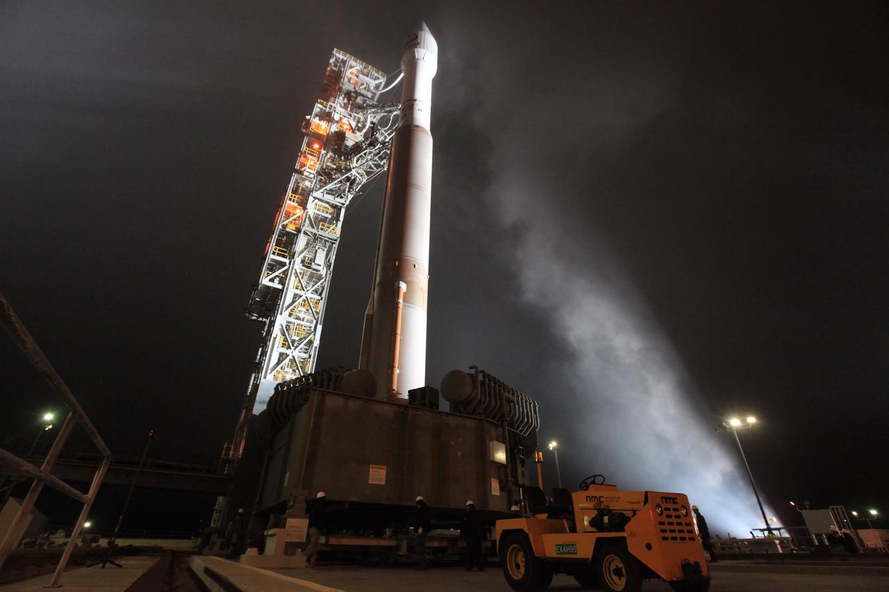 At Vandenberg Air Force Base in California, the gantry rolls back at Space Launch Complex 3 in preparation for the liftoff of NASA's Interior Exploration using Seismic Investigations, Geodesy and Heat Transport, or InSight, Mars lander. The United Launch Alliance Atlas V rocket now is poised to boost the spacecraft with liftoff scheduled for 4:05 a.m. PDT (7:05 a.m. EDT). InSight will be the first mission to look deep beneath the Martian surface. It will study the planet's interior by measuring its heat output and listen for marsquakes. InSight will use the seismic waves generated by marsquakes to develop a map of the planet’s deep interior. The resulting insight into Mars’ formation will provide a better understanding of how other rocky planets, including Earth, were created.