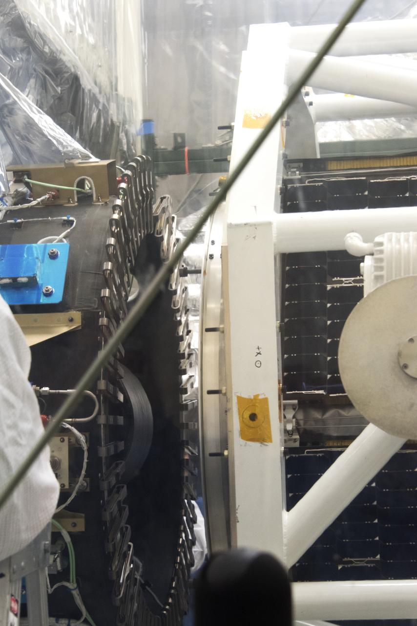 NASA's Ionospheric Connection Explorer (ICON) is being attached to the Orbital ATK Pegasus XL rocket May 14, 2018, inside a clean room in Building 1555 at Vandenberg Air Force Base in California. The explorer will launch on June 15, 2018, from Kwajalein Atoll in the Marshall Islands (June 14 in the continental United States) on the Pegasus XL rocket, which is attached to the company's L-1011 Stargazer aircraft. ICON will study the frontier of space - the dynamic zone high in Earth's atmosphere where terrestrial weather from below meets space weather above. The explorer will help determine the physics of Earth's space environment and pave the way for mitigating its effects on our technology, communications systems and society.