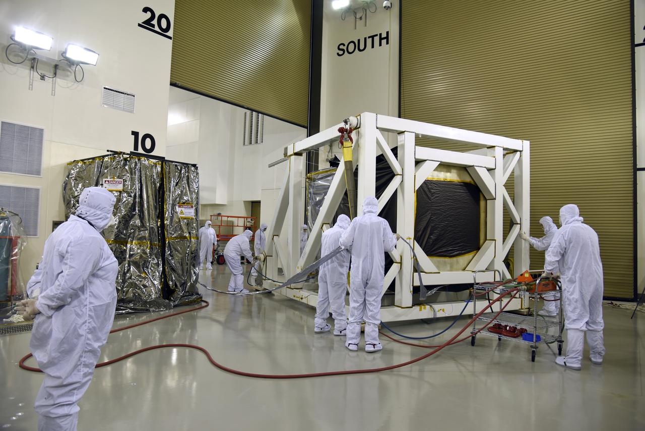 NASA's Ice, Cloud and land Elevation Satellite-2 (ICESat-2) is moved into the high bay of the Astrotech processing facility on June 13, 2018, at Vandenberg Air Force Base in California. ICESat-2 was shipped from the Northrop Grumman facility in Gilbert, Arizona, where it was built and tested. The satellite is scheduled to launch from Space Launch Complex-2 at Vandenberg on the final United Launch Alliance Delta II rocket. ICESat-2 will measure the height of a changing Earth, one laser pulse at a time, 10,000 laser pulses a second. The satellite will carry the Advanced Topographic Laser Altimeter System. ICESat-2 will help scientists investigate why, and how much our planet's frozen and icy areas, called the cryosphere, is changing in a warming climate.