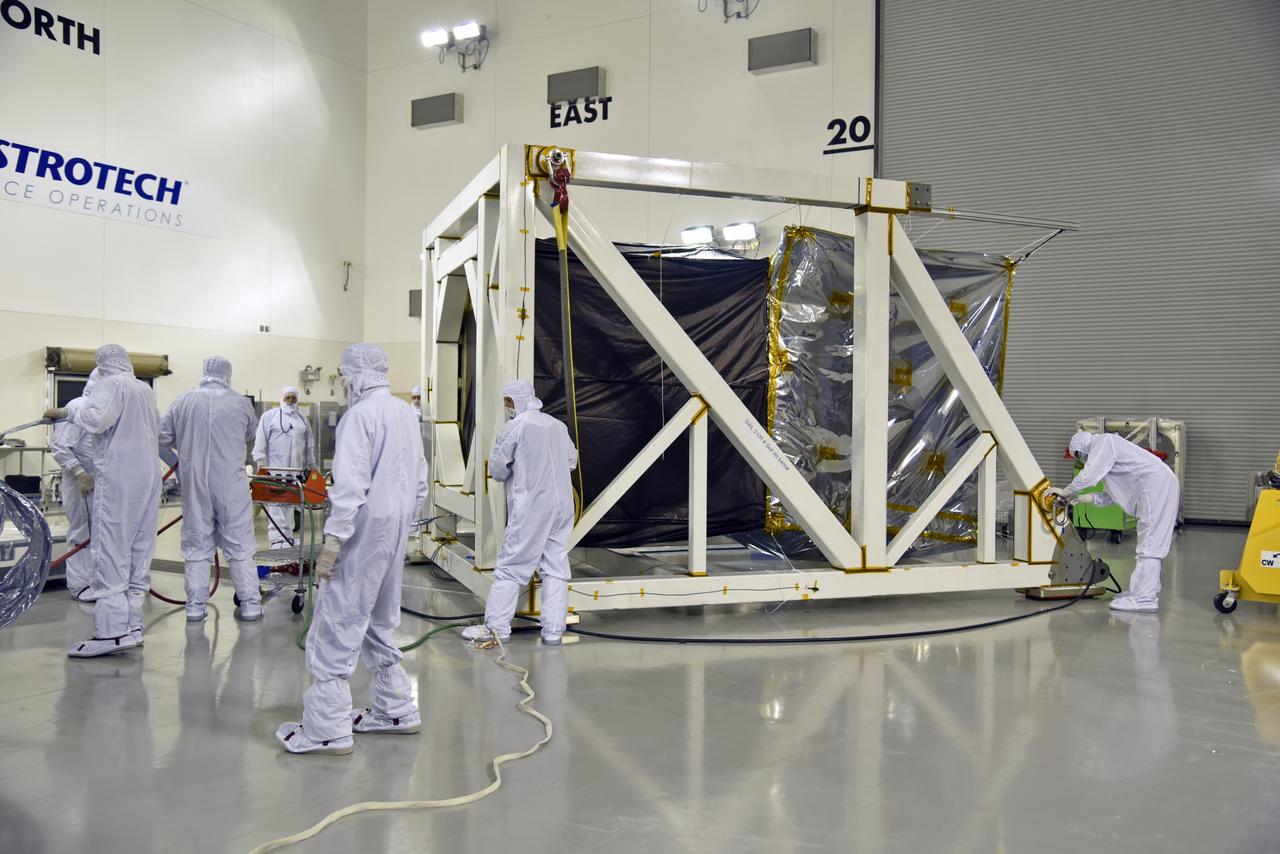 NASA's Ice, Cloud and land Elevation Satellite-2 (ICESat-2) is being secured in the high bay of the Astrotech processing facility on June 13, 2018, at Vandenberg Air Force Base in California. ICESat-2 was shipped from the Northrop Grumman facility in Gilbert, Arizona, where it was built and tested. The satellite is scheduled to launch from Space Launch Complex-2 at Vandenberg on the final United Launch Alliance Delta II rocket. ICESat-2 will measure the height of a changing Earth, one laser pulse at a time, 10,000 laser pulses a second. The satellite will carry the Advanced Topographic Laser Altimeter System. ICESat-2 will help scientists investigate why, and how much our planet's frozen and icy areas, called the cryosphere, is changing in a warming climate.