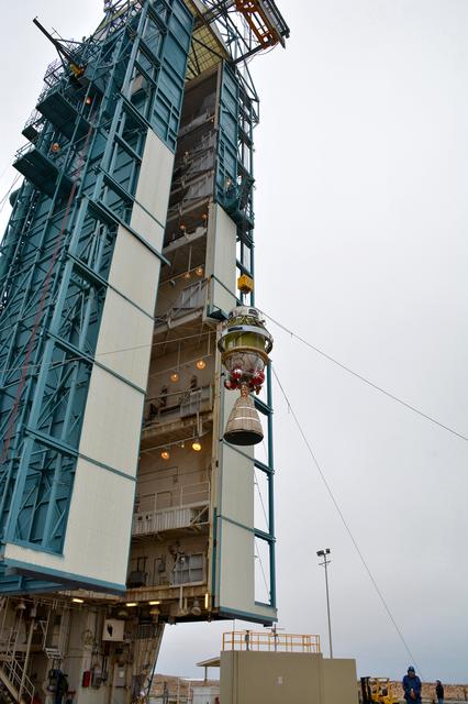 NASA image: Delta II ICESat-2 Second Stage Lift and Mate