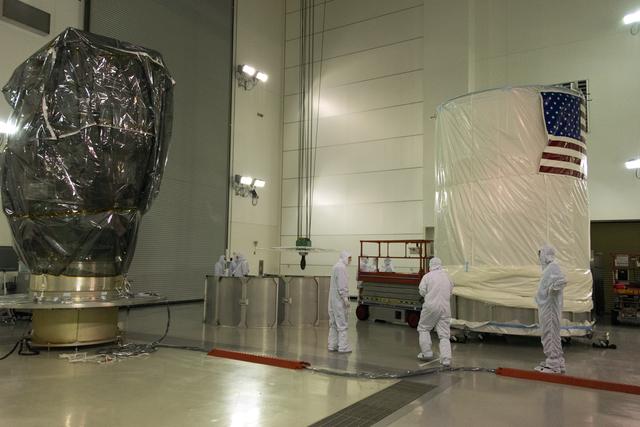 NASA image: Delta II ICESat-2 Transport Can Installation and Lift to Transpo