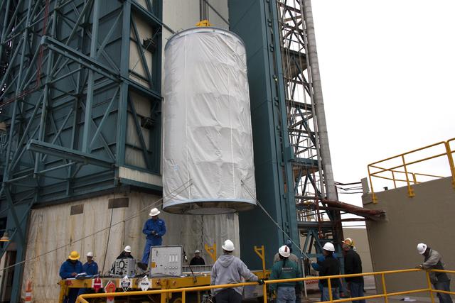 NASA image: Delta II ICESat-2 Transport from Astrotech to SLC-2, Lift and Ma