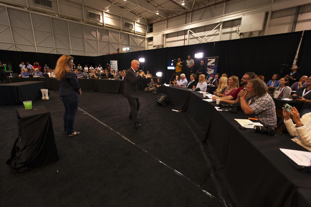 Tim Dunn, launch director, NASA's Kennedy Space Center in Florida, speaks to members of the news media and social media participants during a prelaunch mission briefing for NASA's Ice, Cloud and land Elevation Satellite-2 (ICESat-2), a mission to measure the changing height of Earth's ice, on Sept. 13, 2018 at Vandenberg Air Force Base (VAFB) in California. ICESat-2 will launch aboard a United Launch Alliance Delta II, the rocketâ€™s final mission, from Space Launch Complex 2 at VAFB. Launch is scheduled for 8:46 a.m. EDT (5:46 a.m. PDT). 