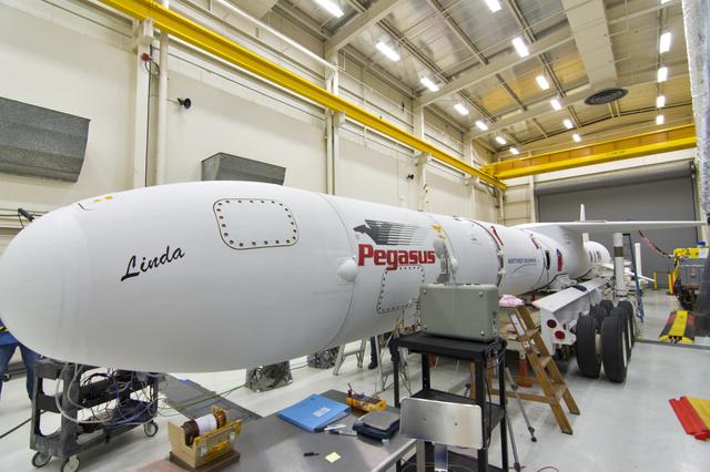 NASA image: Pegasus ICON inside Bldg 1555 VAFB