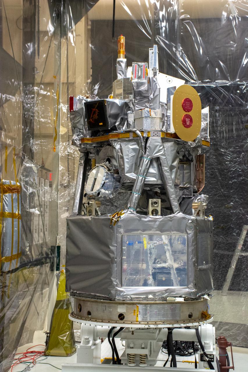 NASA's Ionospheric Connection Explorer (ICON) is ready for solar array installation inside Building 1555 at Vandenberg Air Force Base in California on Aug. 28, 2019. ICON launched on a Northrop Grumman Pegasus XL rocket, attached beneath the company's L-1011 Stargazer aircraft, on Oct. 10, 2019, after takeoff from the Skid Strip at Cape Canaveral Air Force Station in Florida. ICON will study the frontier of space - the dynamic zone high in Earth's atmosphere where terrestrial weather from below meets space weather above. The explorer will help determine the physics of Earth's space environment and pave the way for mitigating its effects on our technology, communications systems and society.