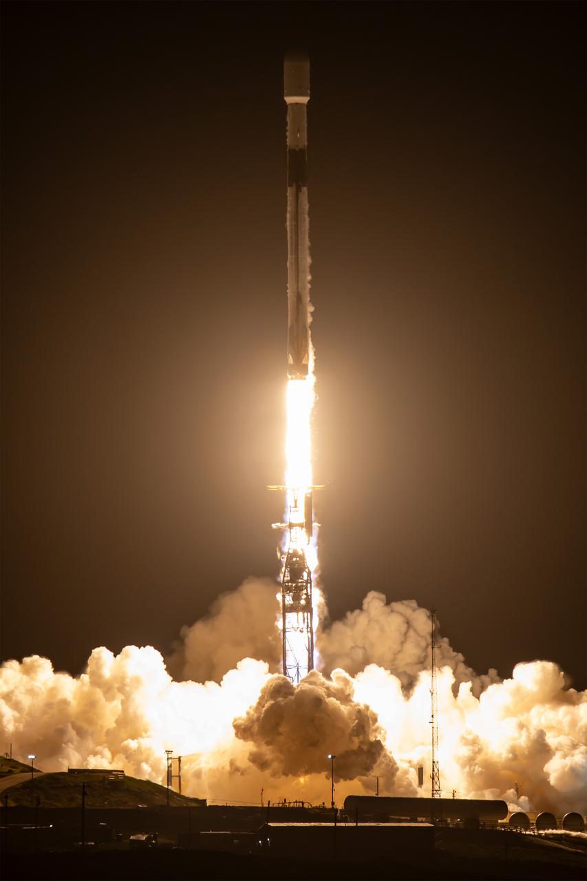 A SpaceX Falcon 9 rocket, carrying NASA’s SPHEREx (Spectro-Photometer for the History of the Universe, Epoch of Reionization and Ices Explorer) observatory and PUNCH (Polarimeter to Unify the Corona and Heliosphere) satellites, launches from Space Launch Complex 4 East at Vandenberg Space Force Base in California on Tuesday, March 11, 2025. SPHEREx will use its telescope to provide an all-sky spectral survey, creating a 3D map of the entire sky to help scientists investigate the origins of our universe. PUNCH will study origins of the Sun’s outflow of material, or the solar wind, capturing continuous 3D images of the Sun’s corona and the solar wind’s journey into the solar system.