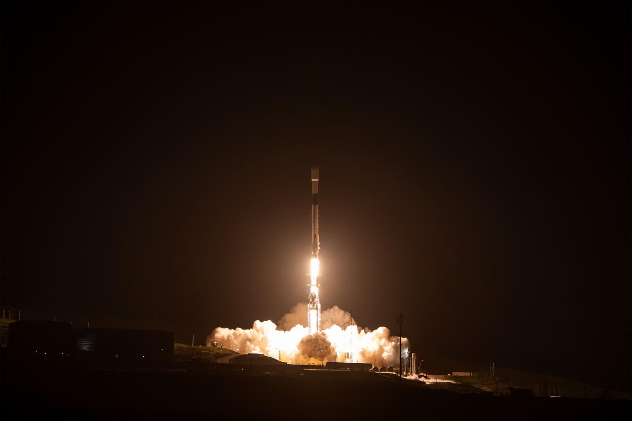 A SpaceX Falcon 9 rocket, carrying NASA’s SPHEREx (Spectro-Photometer for the History of the Universe, Epoch of Reionization and Ices Explorer) observatory and PUNCH (Polarimeter to Unify the Corona and Heliosphere) satellites, launches from Space Launch Complex 4 East at Vandenberg Space Force Base in California on Tuesday, March 11, 2025. SPHEREx will use its telescope to provide an all-sky spectral survey, creating a 3D map of the entire sky to help scientists investigate the origins of our universe. PUNCH will study origins of the Sun’s outflow of material, or the solar wind, capturing continuous 3D images of the Sun’s corona and the solar wind’s journey into the solar system.