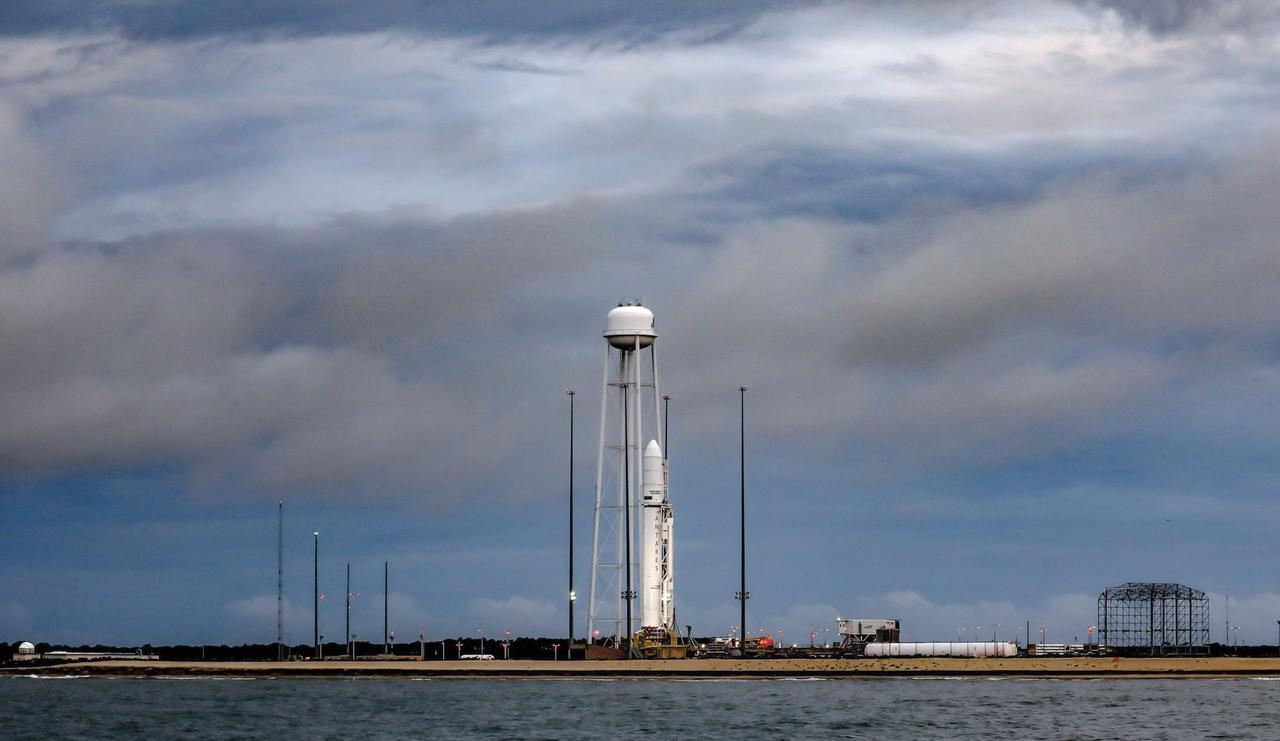 A Northrop Grumman Antares rocket carrying a Cygnus resupply spacecraft is seen at sunrise on the Mid-Atlantic Regional Spaceport’s Pad-0A, Aug. 7, 2021, at NASA's Wallops Flight Facility in Virginia. Northrop Grumman’s 16th contracted cargo resupply mission with NASA to the International Space Station will deliver nearly 8,200 pounds of science and research, crew supplies and vehicle hardware to the orbital laboratory and its crew. Northrop Grumman named the NG CRS-16 Cygnus spacecraft after NASA astronaut Ellison Onizuka,  in honor of his prominence as the first Asian American astronaut. Onizuka was hired in 1978 in the first class of diverse astronauts, and his first spaceflight was aboard space shuttle Discovery in January 1985 for STS-51-C. He lost his life aboard the space shuttle Challenger in 1986. Launch is scheduled for 5:56 p.m. EDT, Tuesday, Aug. 10, 2021.  Photo Credit: NASA/Terry Zaperach