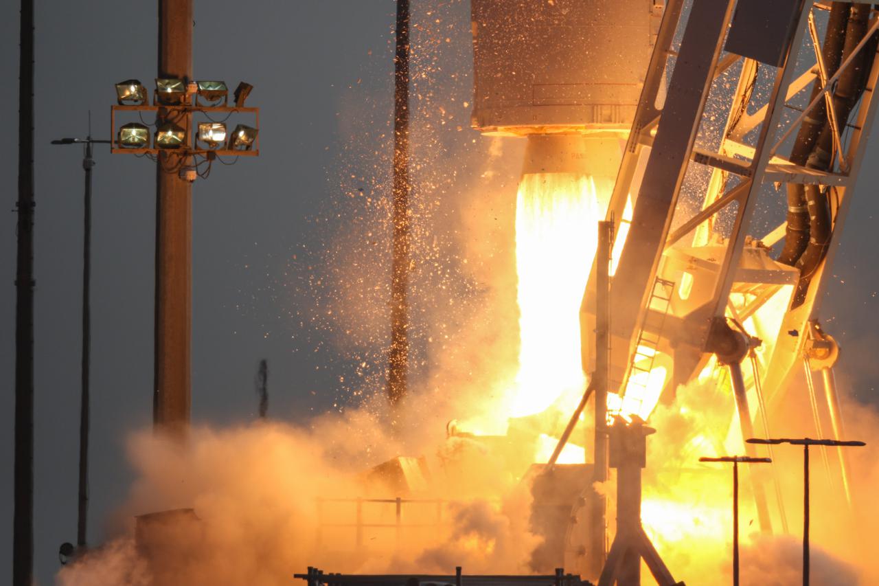 A Northrop Grumman Antares rocket, with the company’s Cygnus spacecraft onboard, launches at 6:01 p.m. EDT, Tuesday, Aug. 10, 2021, from the Mid Atlantic Regional Spaceport’s Pad-0A, at NASA's Wallops Flight Facility in Virginia. Northrop Grumman's 16th contracted cargo resupply mission for NASA to the International Space Station is carrying nearly 8,200 pounds of science and research, crew supplies and vehicle hardware to the orbital laboratory and its crew. Photo Credit: NASA Wallops/Brian Bonsteel