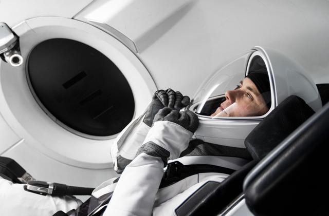 NASA image: Anna Kikina in Crew Capsule