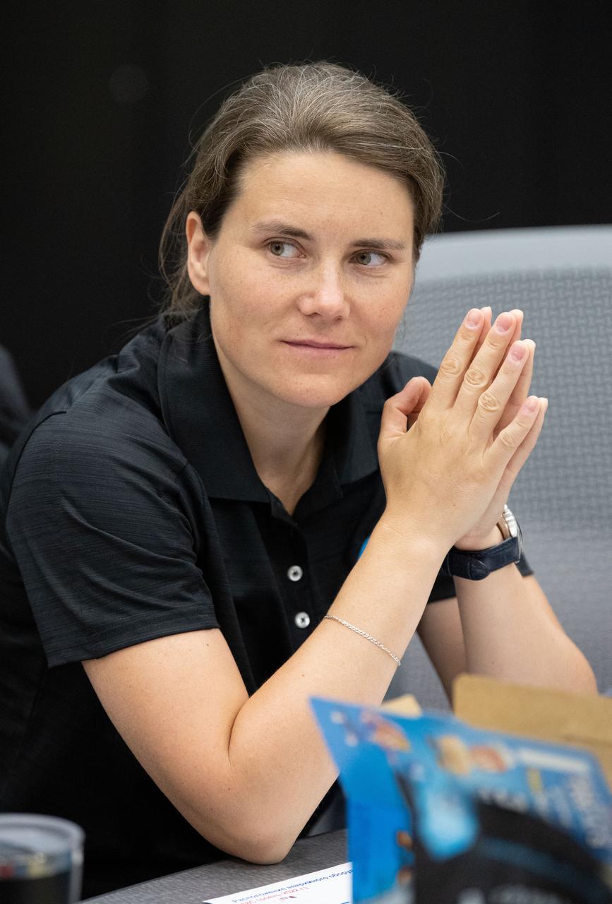 Roscosmos Cosmonaut Anna Kikina smiles during a training inside the Space Vehicle Mockup Facility to prepare for her upcoming journey to the International Space Station as part of NASA's SpaceX Crew-5 mission. Credit: NASA/James Blair