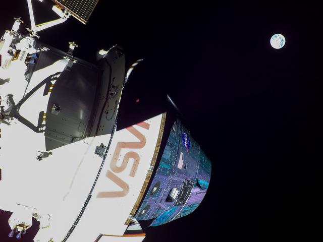 NASA image: Orion and the Earth on Flight Day 8