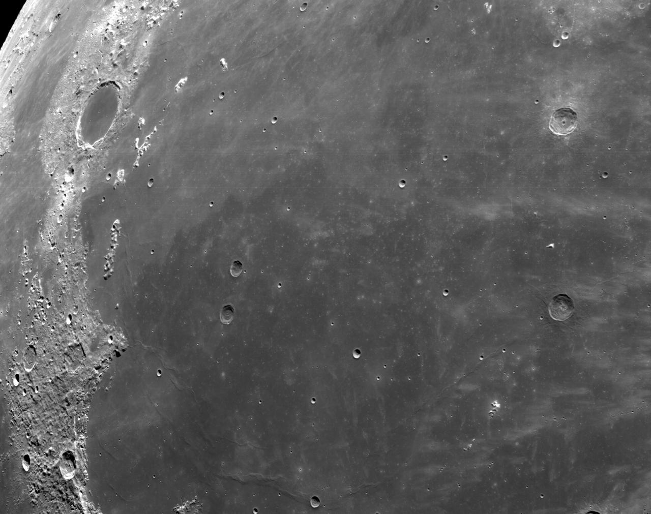 art001e002604 (Dec. 5, 2022): The optical navigation camera mounted on the Orion spacecraft captured these views of the Moon’s surface. On flight day 20 of the Artemis I mission, the spacecraft made its second and final close approach to the Moon before its returned powered flyby burn. Orion uses the optical navigation camera to capture imagery of the Earth and the Moon at different phases and distances, providing an enhanced body of data to certify its effectiveness under different lighting conditions as a way to help orient the spacecraft on future missions with crew.