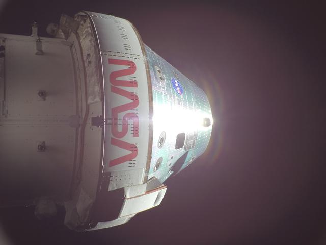 NASA’s Orion spacecraft is pictured here from one of the...