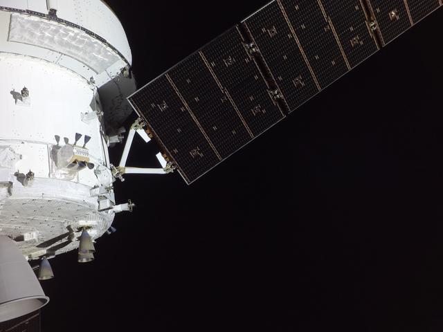 NASA’s Orion spacecraft pictured from one of the cameras...