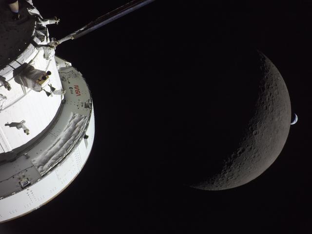 Orion Seen with the Moon and Earth