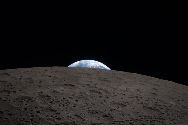 Echoing the iconic Earthrise photo captured by the Apollo 8...