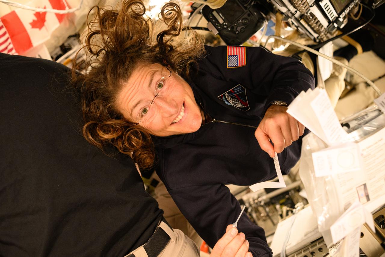 Christina Koch Readies for Saliva Sample Collection