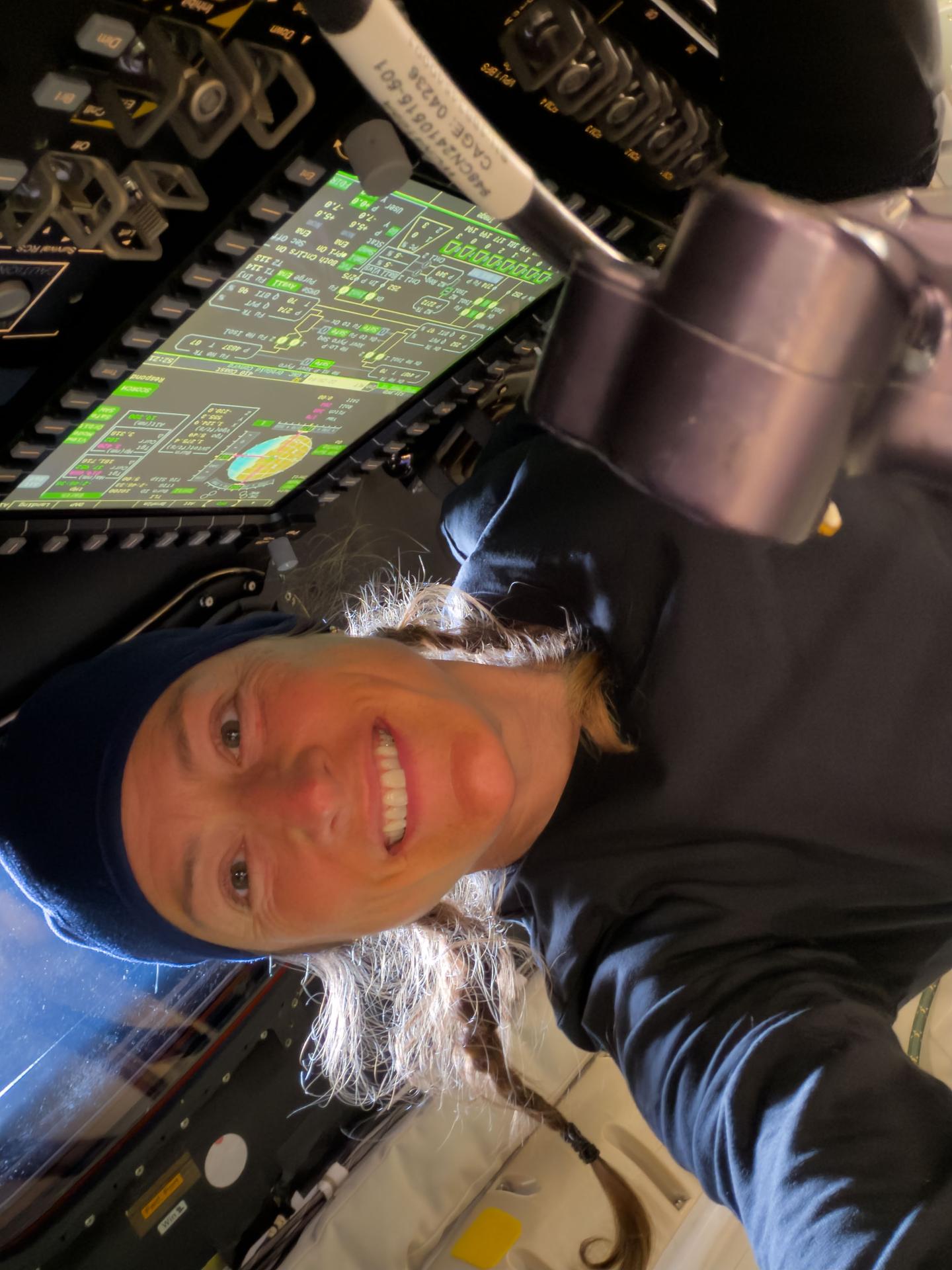 art002e041790 (April 2, 2026) - NASA astronaut and Artemis II mission specialist Christina Koch on Flight Day 2 ahead of the translunar injection burn that ultimately sent the crew in the Orion spacecraft toward the Moon. Credit: NASA