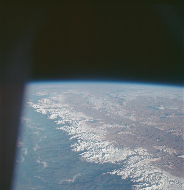 NASA image: World's mountains over 5 miles above sea level as seen from the Apollo 7