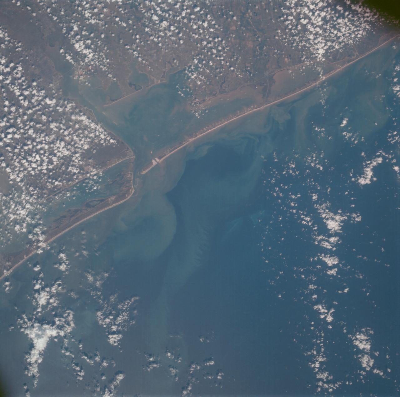 AS07-07-1800 (15 Oct. 1968) --- Matagorda Bay area on the Gulf Coast of Texas as seen from the Apollo 7 spacecraft during its 62nd revolution of Earth. Photographed from an altitude of 90 nautical miles, at ground elapsed time of 98 hours and 38 minutes.