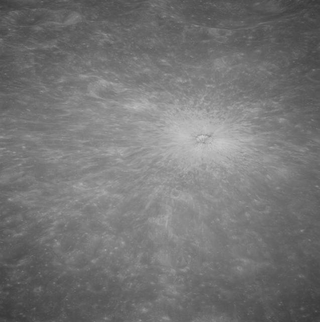 NASA image: Brightly-rayed crater on the farside of the moon near the subsolar point