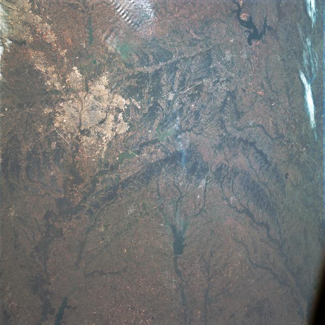 NASA image: Dallas-Ft. Worth, Sherman, Denison, Red River, Lake Taxoma from Apollo 9
