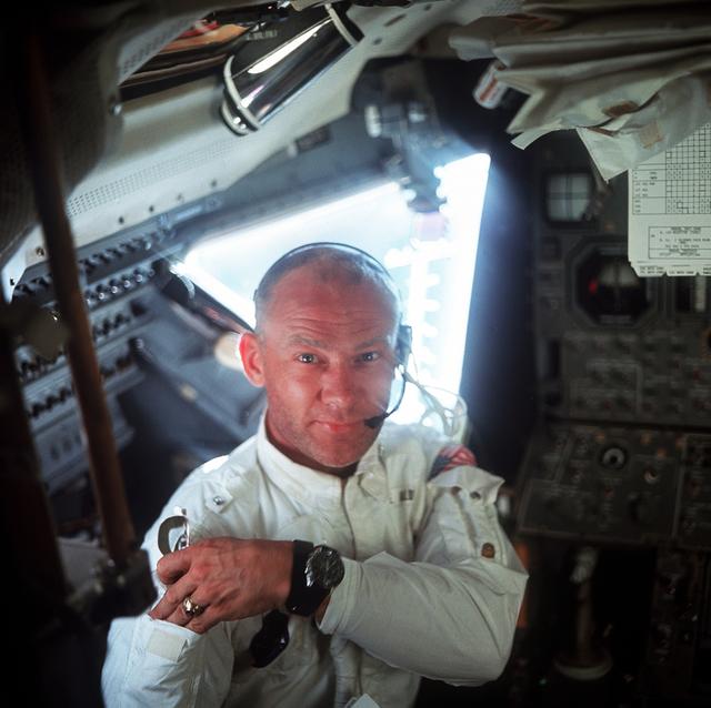 NASA image: View of Astronaut Edwin Aldrin Jr. in Lunar Module