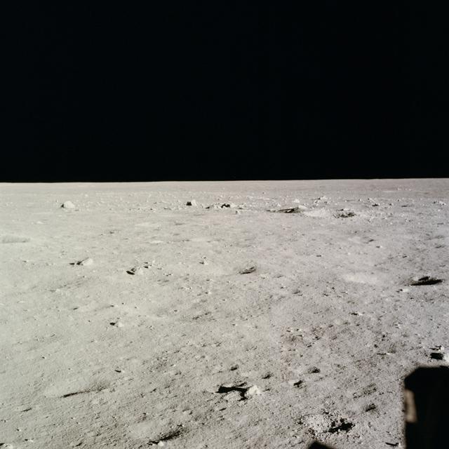 View form Lunar Module of surface of the moon near where LM touched down