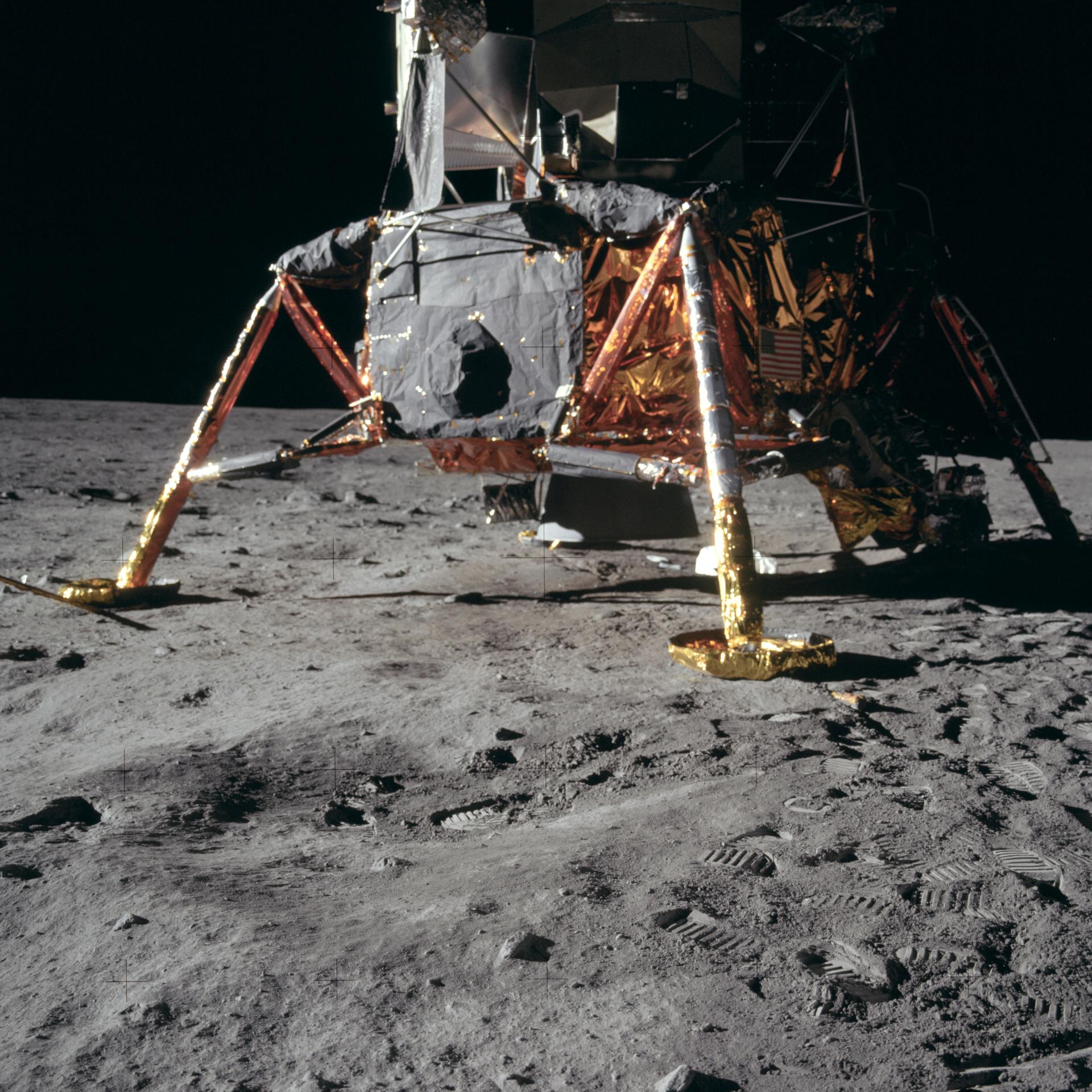 The Apollo 11 lunar module on the Moon