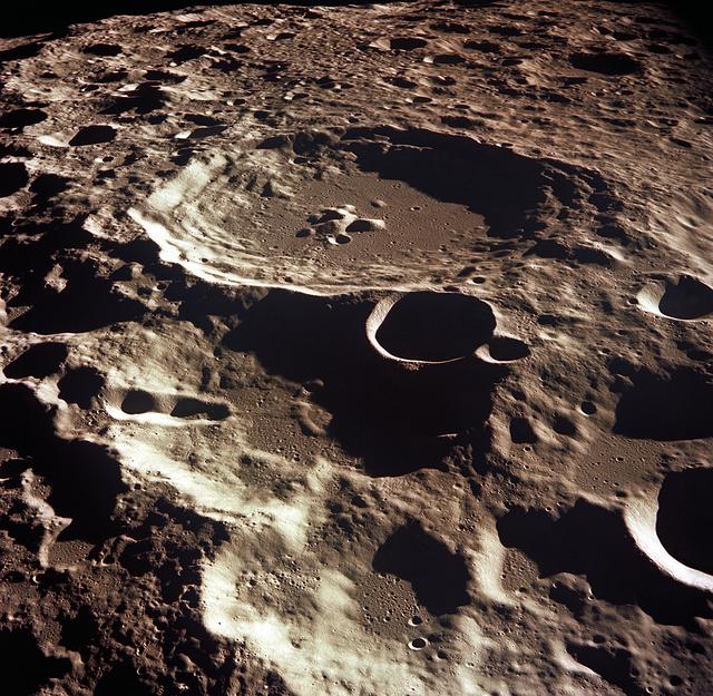 NASA image: Oblique view of lunar farside photographed from orbit looking southwest