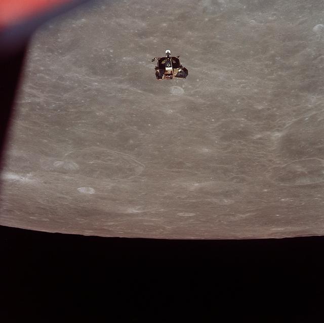 NASA image: Apollo 11 Lunar Module ascent stage photographed from Command Module