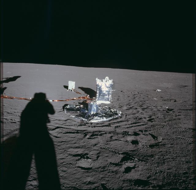 NASA image: Apollo 12 Mission image - View of part of the deployed Apollo Lunar Surface Experiment Package (ALSEP) 