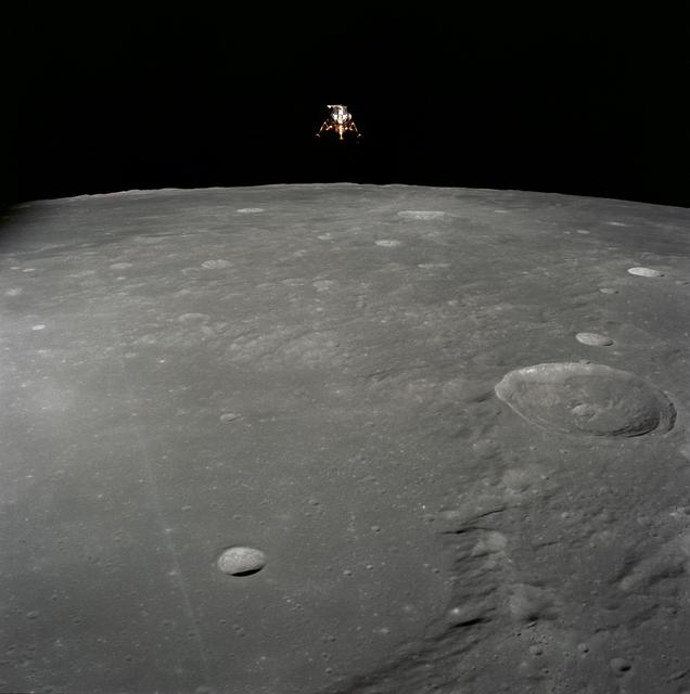 NASA image: Apollo 12 Lunar Module, in landing configuration, photographed in lunar orbit