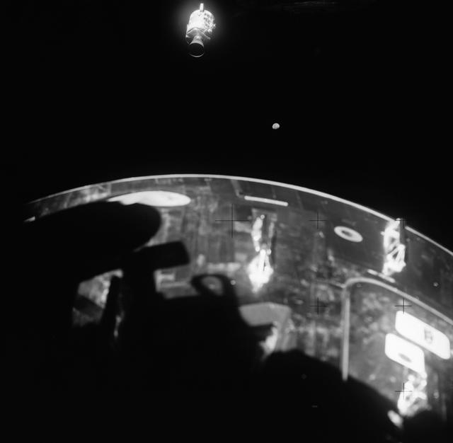 NASA image: View of damaged Apollo 13 Service Module from the Lunar/Command Modules